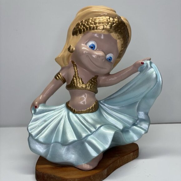 Belly Dancer Smiley Blond Girl Ceramic Atlantic Mold 12" Tall Glitter Uncommon - Picture 14 of 16